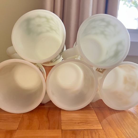 🇨🇦 Retro Fire-King Coffee Mug Lot 5 Daisy & Greek Key Milk Glass 1960s MCM VTG - Picture 5 of 5